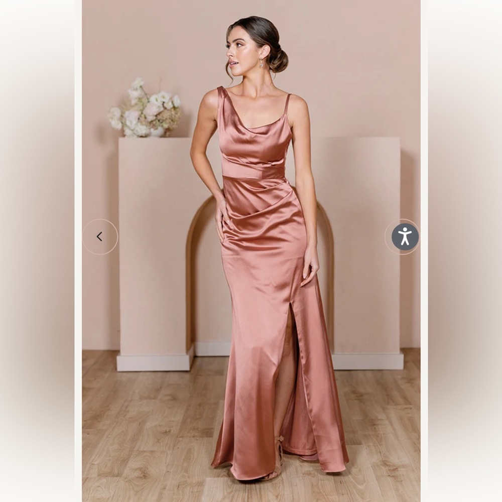 Revelry Maxine Satin Dress in Desert Rose